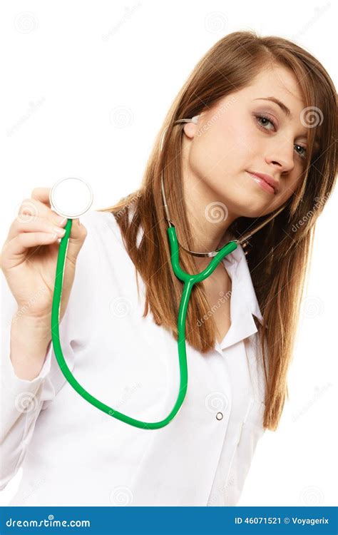 Medical Woman Doctor In Lab Coat With Stethoscope Stock Image Image