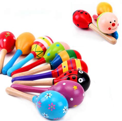 Hot Sale Colorful Musical Instruments Wooden Mini Music Maraca Toy