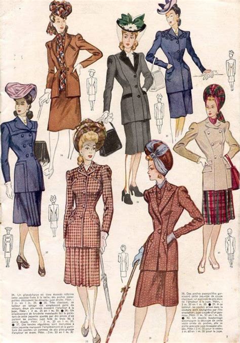 Le Petit Echo De La Mode 1943 Suit Skirt Jacket Dress Wool Winter