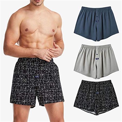 Bamboo Cool Mens Woven Boxer Shorts 3 Pack Bamboo Boxer Underwear For