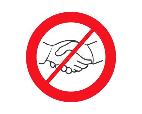 No Handshake Icon With Red Forbidden Sign Avoiding Physical Contact