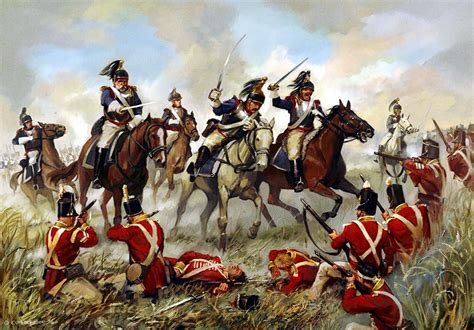 Charge Of The French Cuirassiers Against British Infantry At Waterloo