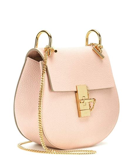 Drew Small Pale Pink Leather Shoulder Bag Chloe Drew Bag Novelty