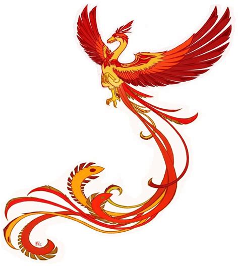Awesome Cartoon Phoenix In Orange Colors Tattoo Design Phoenix Tattoo
