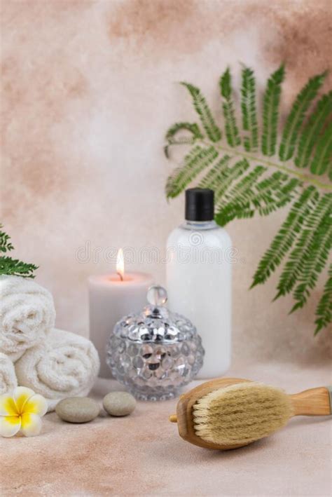 Spa Still Life Treatment Composition On Massage Table In Wellness Center Stock Image Image Of