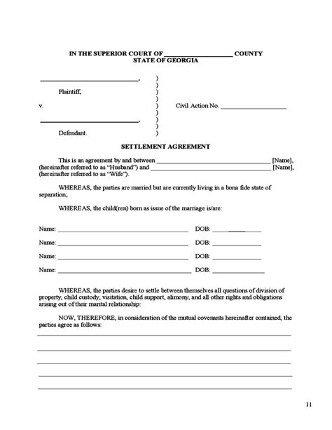 Free Printable Ga Divorce Forms With Children Printable Forms Free Online