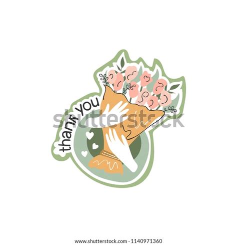 Thank You Bouquet Flowers Hearts Isolated Stock Vector Royalty Free