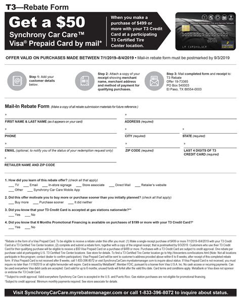 Synchrony Car Care Rebate Form