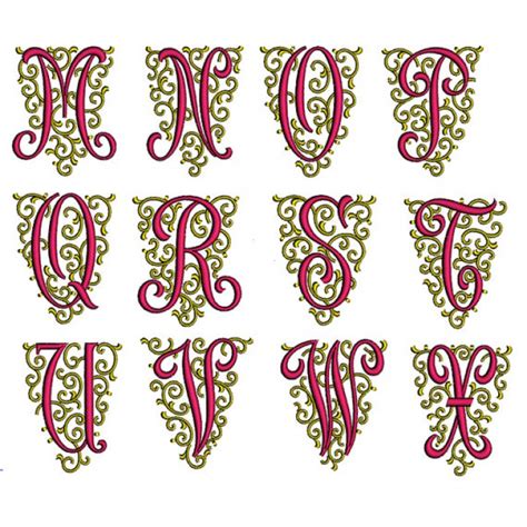 Fancy Font Monogram A Z Machine Embroidery Design Instant Download