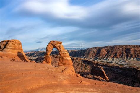 Delicate Arch Just Before Sunset Arches National Park Utah Stock