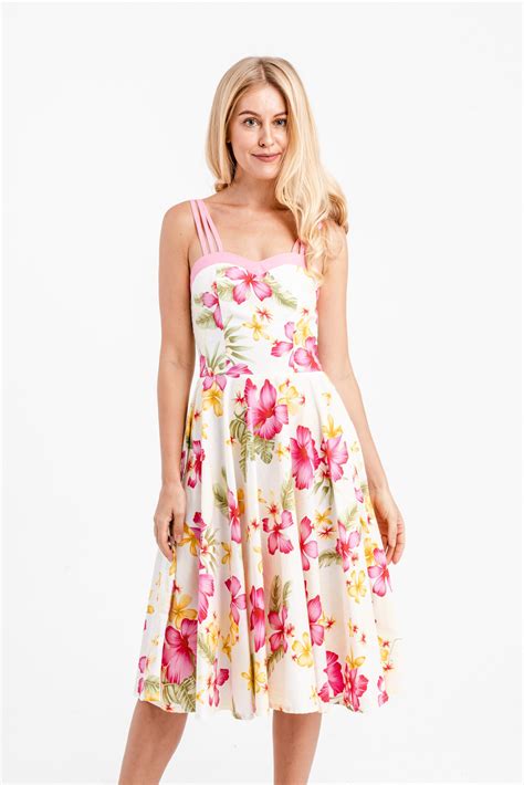 Summer Dress Pin Up Dress Hawaiian Dress Tropical Flower Etsy
