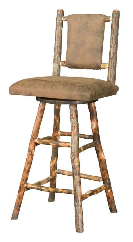 Amish Westville Upholstered Hickory Bar Stool With Swivel Rustic Bar
