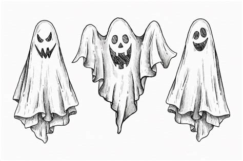 Free Vector Halloween Ghost Hand Drawn Collection
