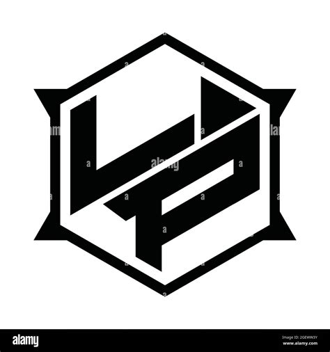 Lp Logo Monograma Con Plantilla De Diseño Hexagonal Y De Forma Afilada
