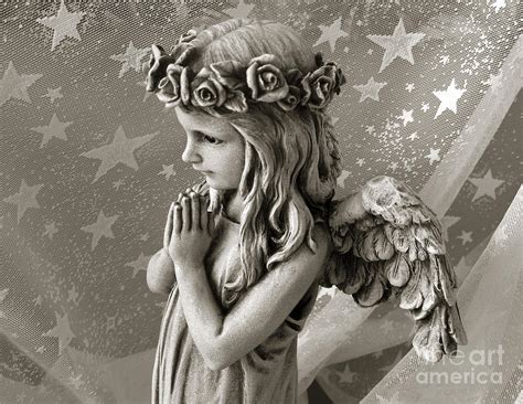 Dreamy Little Girl Angel With Praying Hands Photograph By