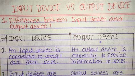 Difference Between Input Devices And Output Devicesinput Devices Vs