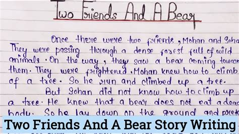 Two Friends And A Bear Story Writing Two Friends And A Bear Moral