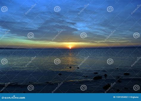 Relaxing Seascape With Wide Horizon Of The Sky Stock Photo Image Of