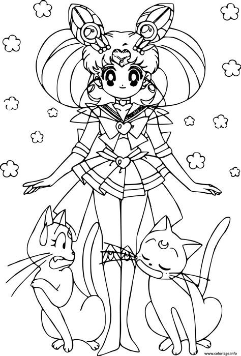 Coloriage Sailor Moon And Cats JeColorie