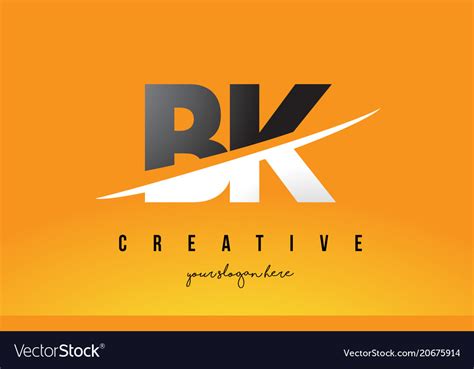 Bk B K Letter Modern Logo Design With Yellow Vector Image