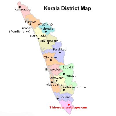 Kerala Districts Map Gkduniya
