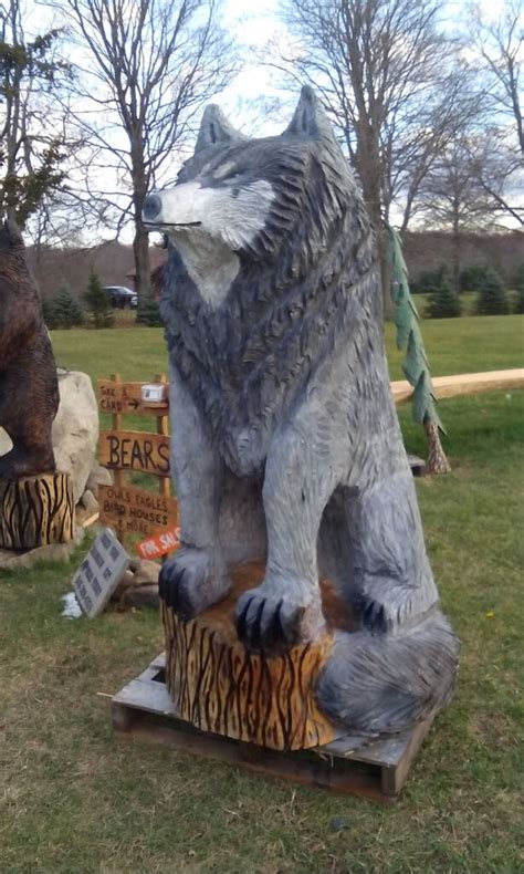 6 Wolf Chainsaw Wood Carving By Deesbearz Chainsaw Wood Carving