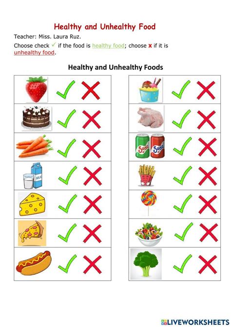 Healthy And Unhealthy Foods Worksheet Healthy And Unh