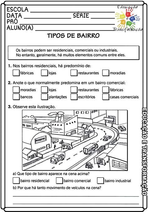 Atividades Tipos De Bairro