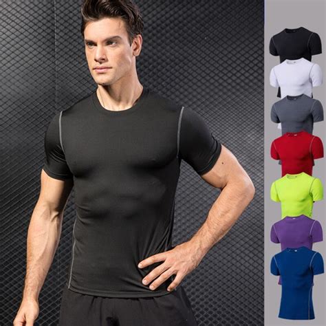 summer men fitness training clothes tight fitting polyester short sleeved sportswear yoga