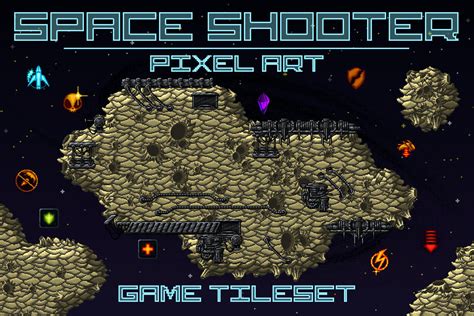 Pixel Art Space Shooter Game Tileset