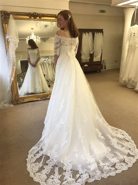 Lace And Chiffon Wedding Dress With Long Sleeves Chapel Train