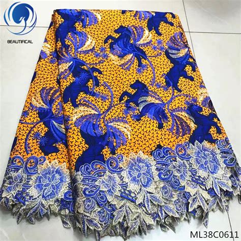 Beautifical African Wax Prints Fabric With Lace 100 Cotton Embroidery Wax Laces Wax Lace