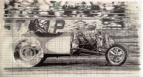 Assorted Vintage Drag Racing And Automotive Art Prints