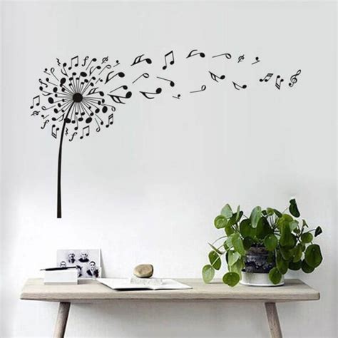 Music Dandelion With Flying Musical Notes Wall Decals