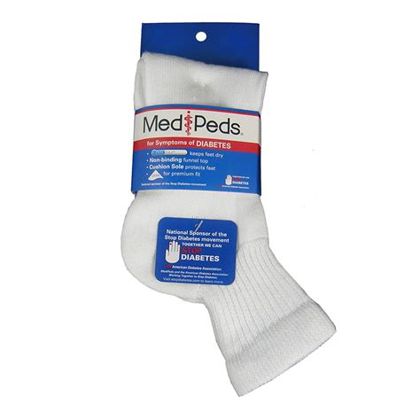 Medipeds Diabetic Quarter Sock Extra Large White 2 Count Walmart