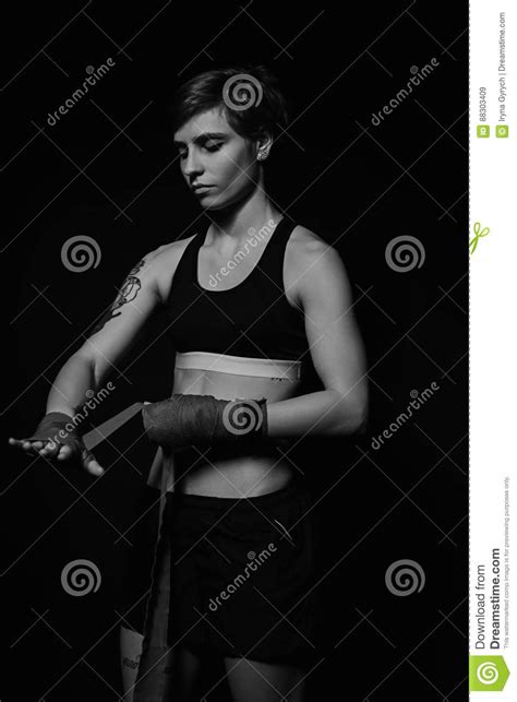 woman wrapping hands with boxing wraps stock image image of fitness punch 88303409
