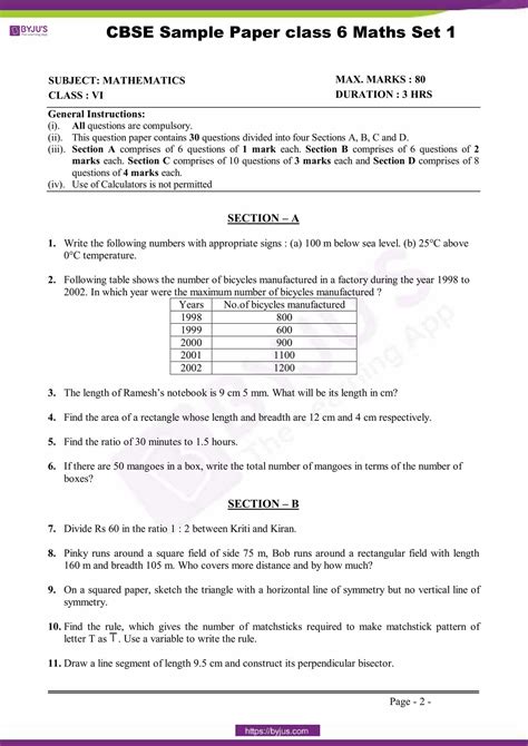 Download CBSE Class Maths Sample Paper Set PDF