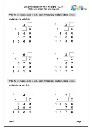 long multiplication missing digits 5c7a reasoning paper