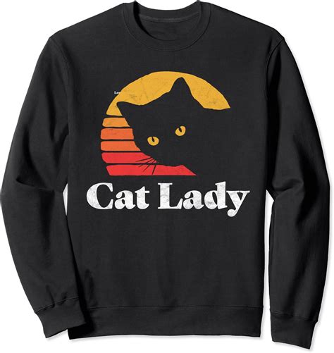 Vintage Retro Style Cat Lady 80s Sweatshirt Clothing