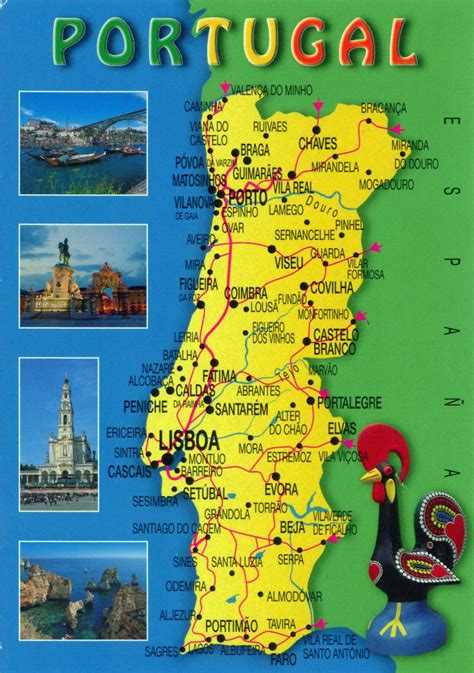 Large Tourist Map Of Portugal With Roads And Cities Portugal Europe