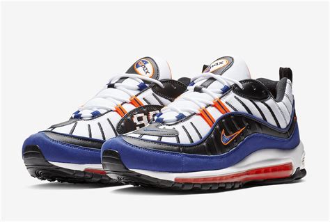 While it was not as popular as other air max models, the 98 is still considered one of the year's must have shoes. Nike Air Max 98 Knicks White Deep Royal Blue Total Orange ...