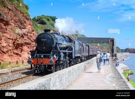 Steam Locomotive 44871 Black Five Hauls The Royal Duchy Train Past The