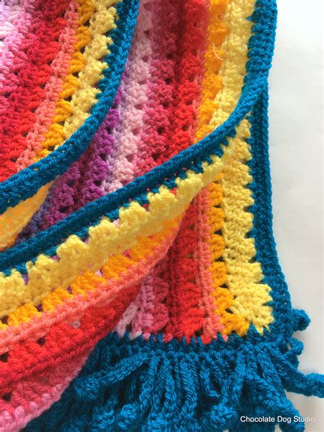 Crochet Rainbow Scarf Pattern Pdf Download Granny Stripe Etsy