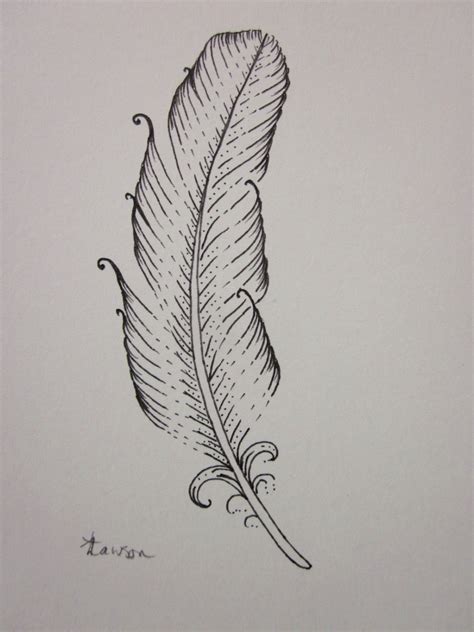 Small Curved Feather Original Ink Drawing By Anne4bags On Etsy