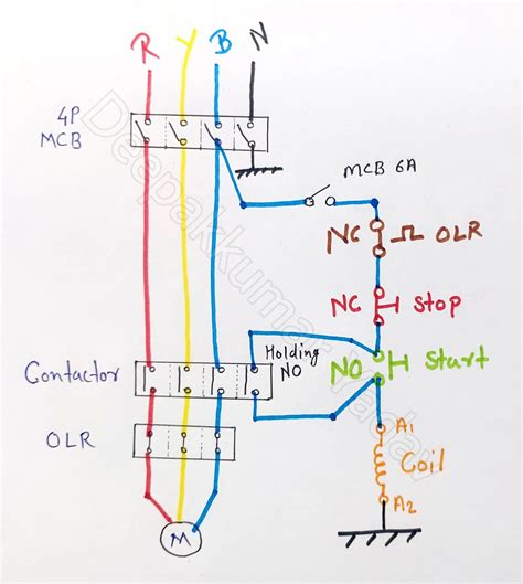 Dol Starter Control And Power Wiring Diagram Dol Starter
