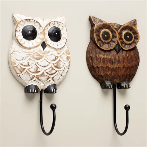 Wood Owl Hooks Set Of 2 Owl Decor Owl Kitchen Owl Room