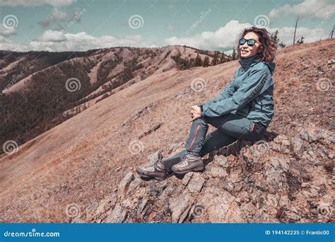 Asian Hiker Woman Enjoys Climbing On High Mountain In National Park