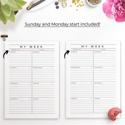 Free Printable Week At A Glance Planner Weekly Planner Calendar