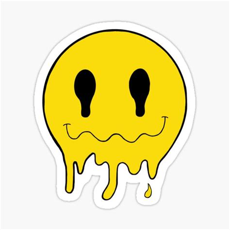 Melting Smiley Face Sticker By Reajames Redbubble