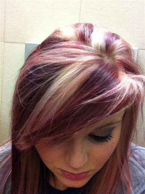 Simply clip a couple of. Burgundy Hair With Blonde Highlights - Hairstyle Archives